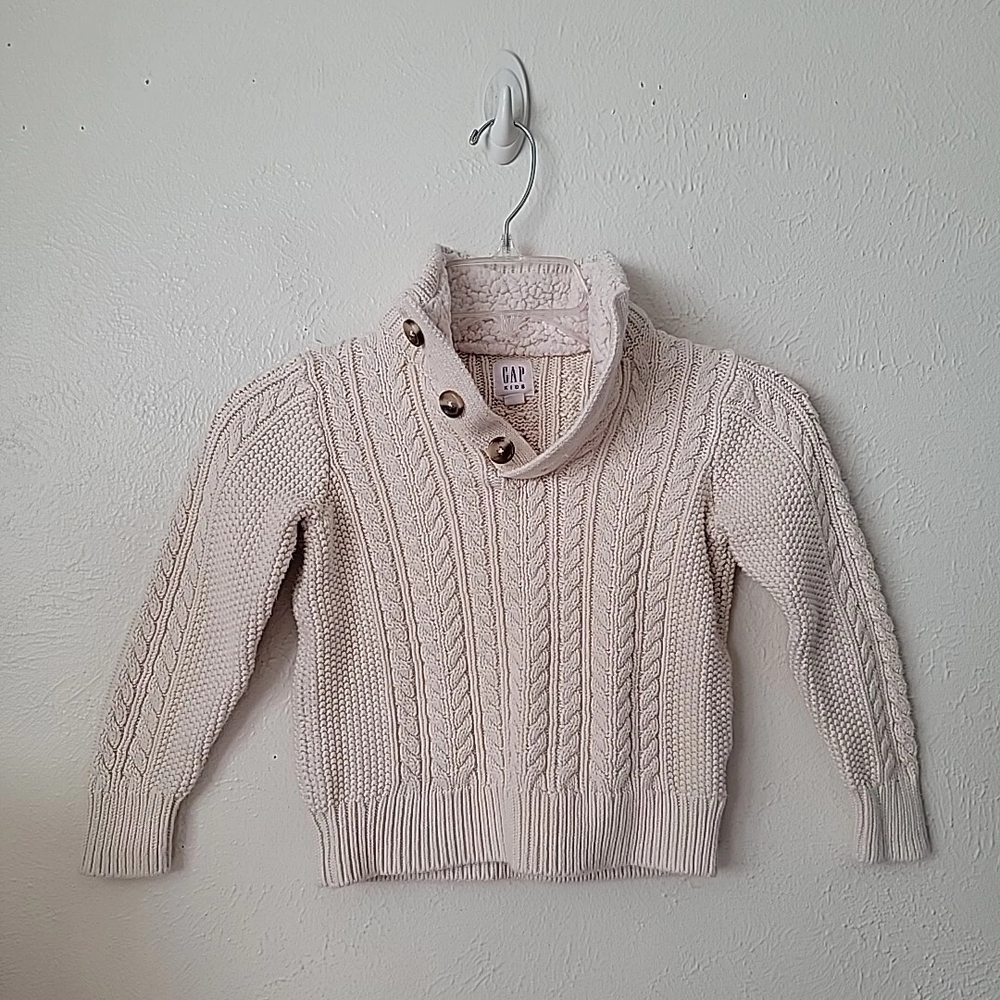 GAP Kids Beige Cable Knit Fisherman Sweater